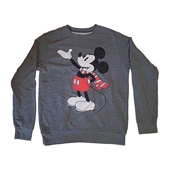 Disney Mickey Mouse Crewneck Pullover Size Medium Gray - In Great Condition - Picture 1 of 6